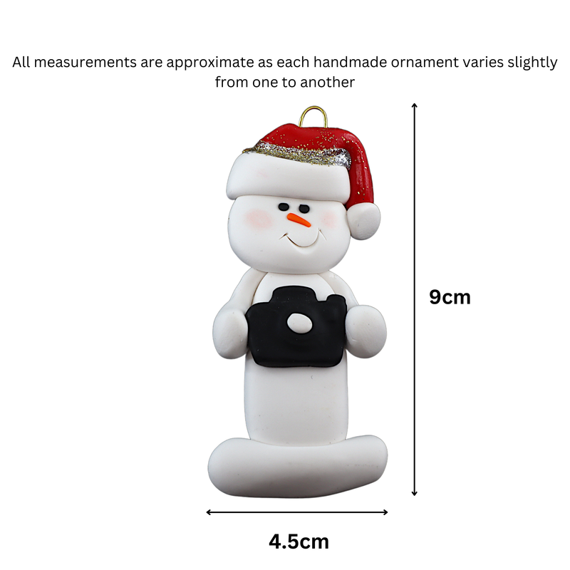 Snowman Photographer Christmas Ornament