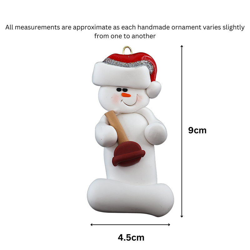 Snowman Plumber Christmas Ornament