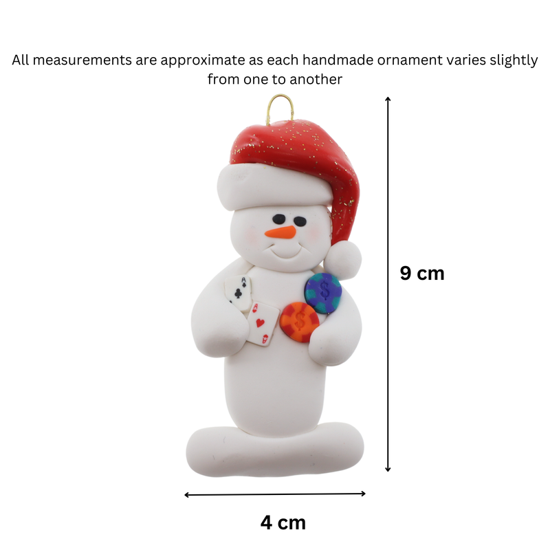 Snowman Poker Player Christmas Ornament