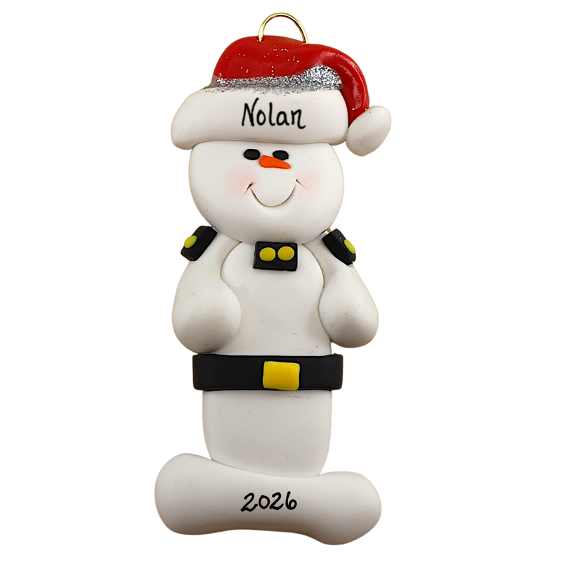 Snowman Police Officer Christmas Ornament