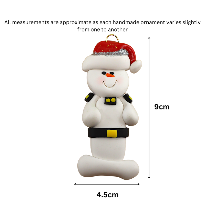 Snowman Police Officer Christmas Ornament
