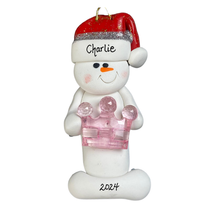 Snowman Princess Pink Ornament