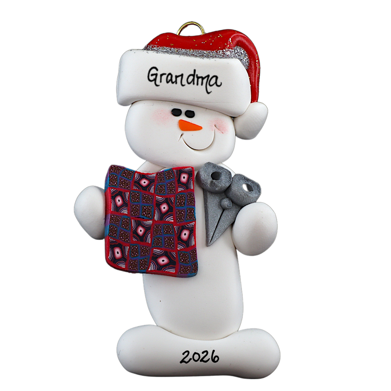 Snowman Quilter Christmas Ornament