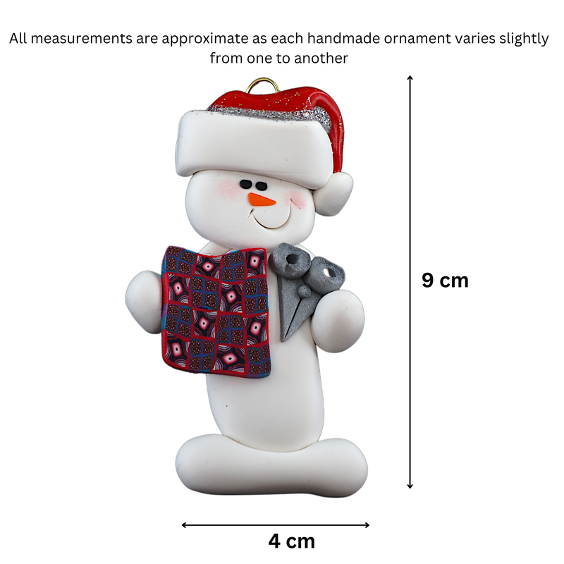 Snowman Quilter Christmas Ornament