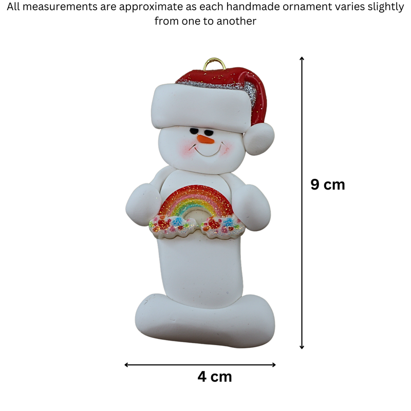 Snowman with Rainbow Christmas Ornament
