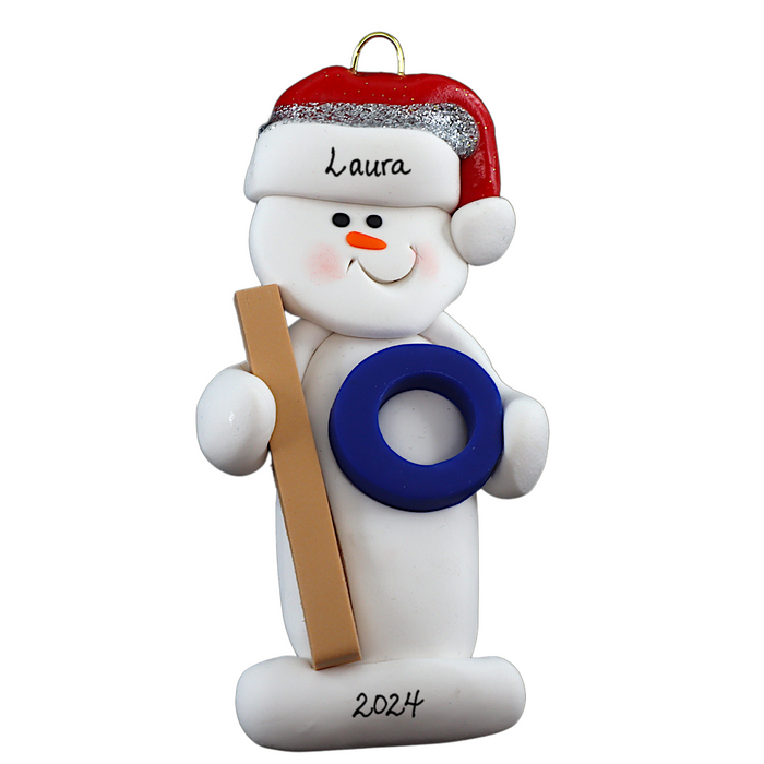 Snowman Ringette Player Ornament