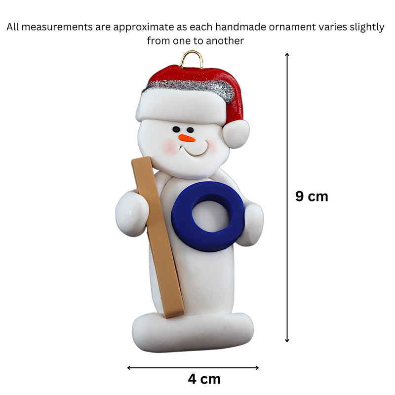 Snowman Ringette Player Christmas Ornament