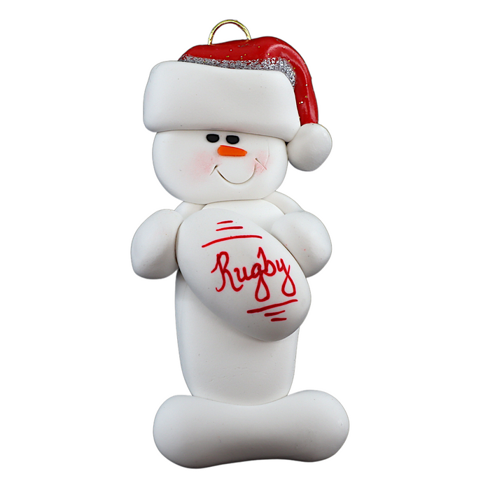 Snowman Rugby Player Ornament