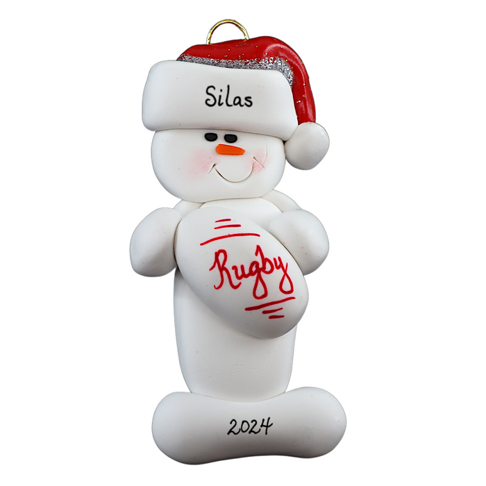 Snowman Rugby Player Ornament