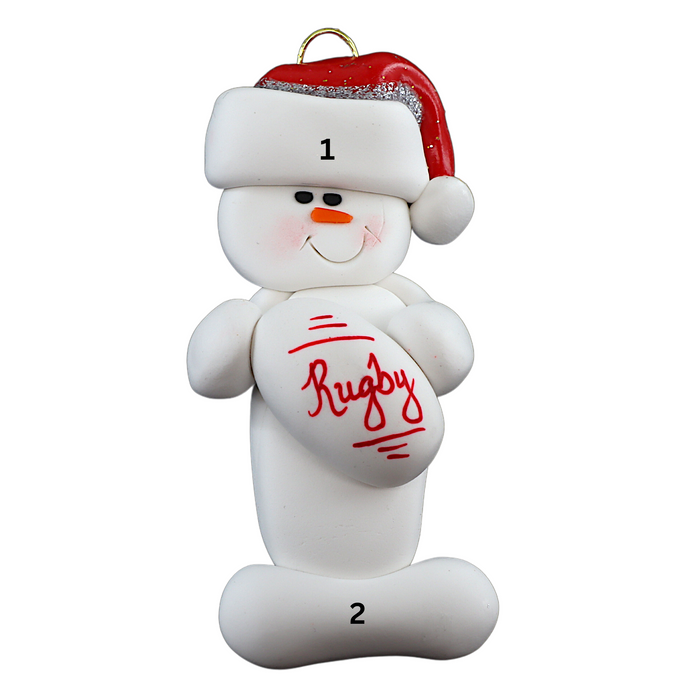 Snowman Rugby Player Ornament