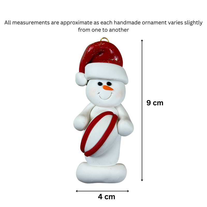 Snowman Rugby Player Christmas Ornament