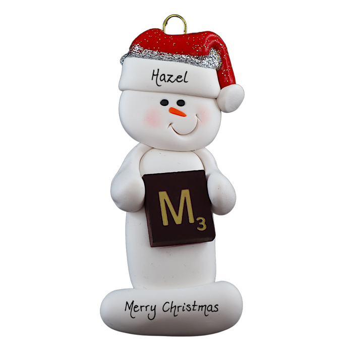 Snowman Scrabble Player Ornament