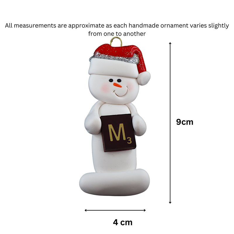 Snowman Scrabble Player Christmas Ornament