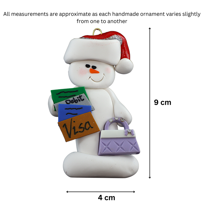 Snowman Shopper Christmas Ornament