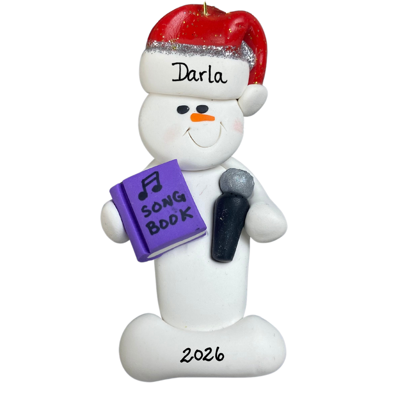 Snowman Singer Christmas Ornament - Purple