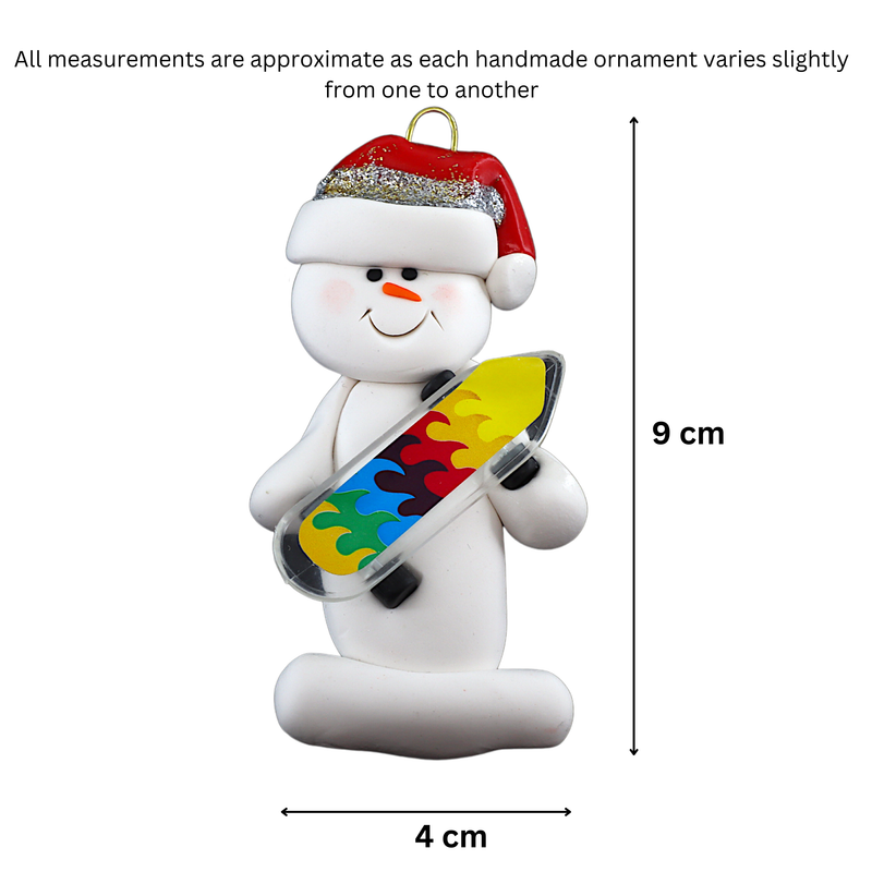 Snowman Skateboarder Christmas Ornament
