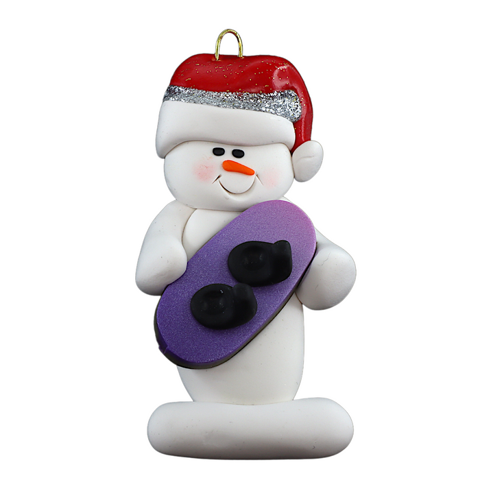 Snowman Snowboarder Ornament