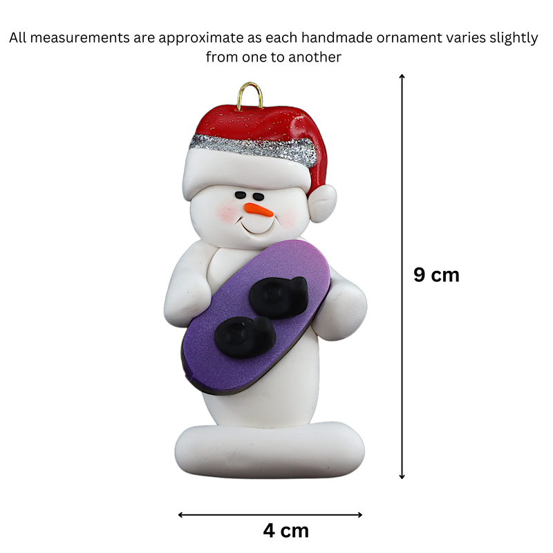 Snowman Snowboarder Christmas Ornament