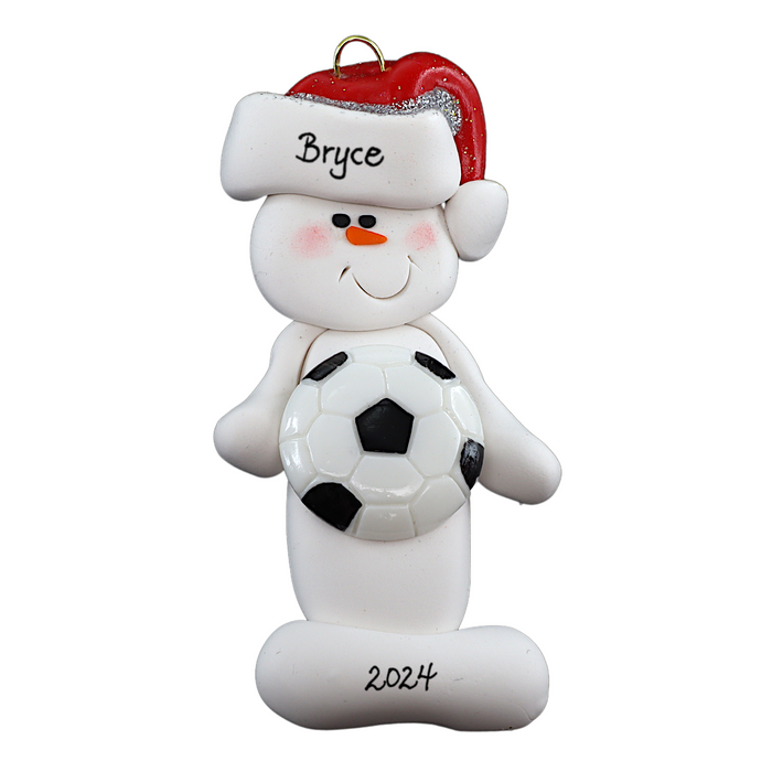 Snowman Soccer Player Ornament