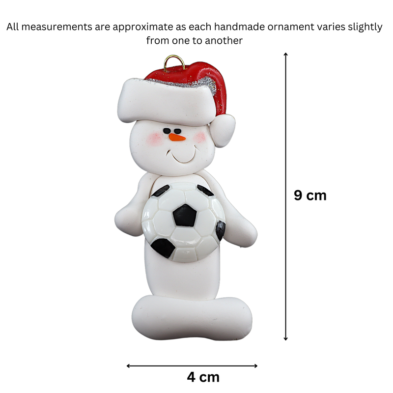 Snowman Soccer Player Christmas Ornament