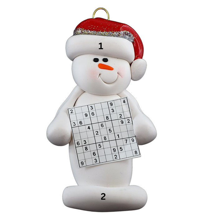 Snowman Sudoku Player Ornament