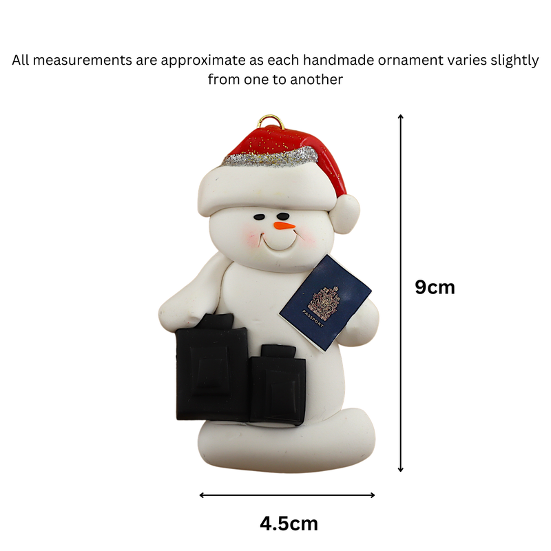 Snowman Traveler Christmas Ornament