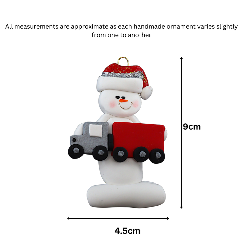 Snowman Trucker Christmas Ornament