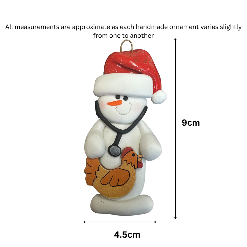 Snowman Veterinarian Christmas Ornament - Chicken