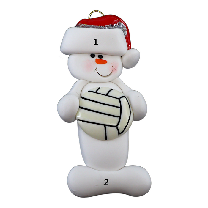 Snowman Volleyball Player Christmas Ornament