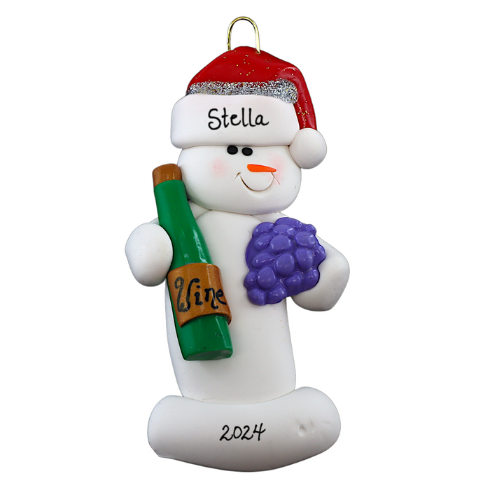 Snowman Wine Lover Christmas Ornament