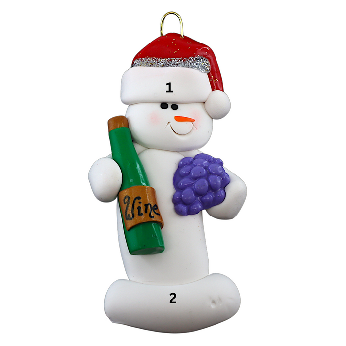 Snowman Wine Lover Christmas Ornament