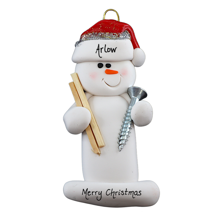 Snowman Woodworker Christmas Ornament