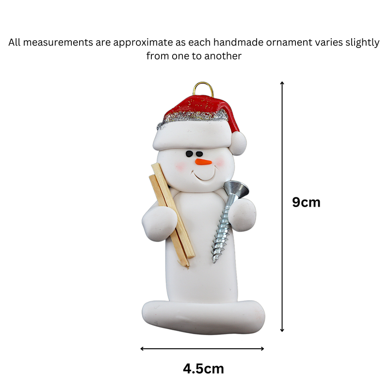 Snowman Woodworker Christmas Ornament