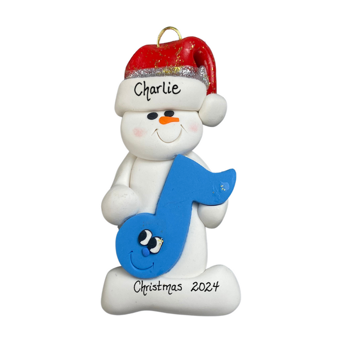 Snowman Music Lover Light Blue Ornament