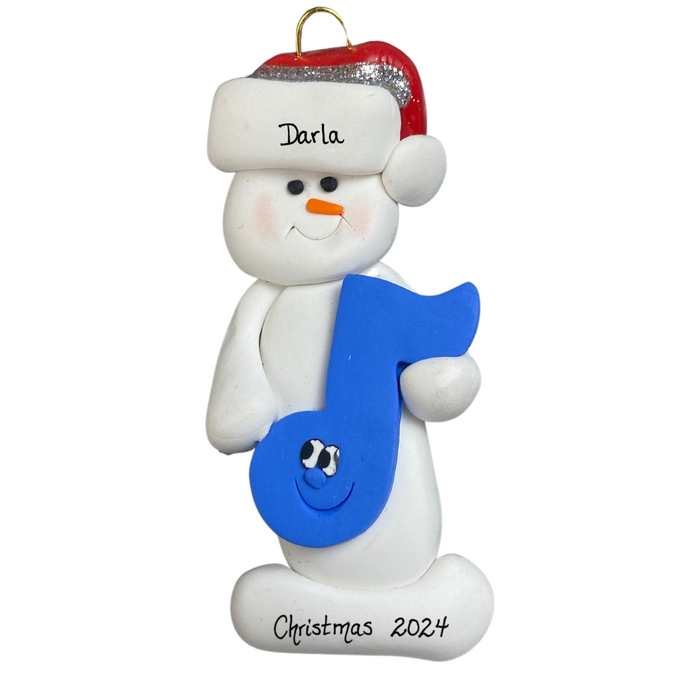 Snowman Music Lover Blue Ornament