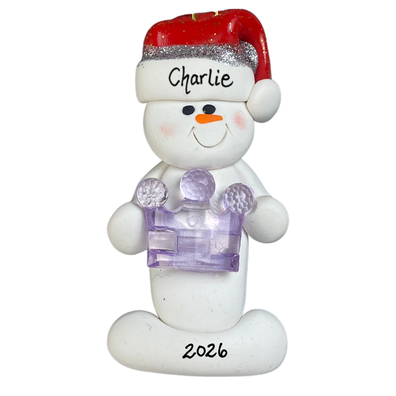 Snowman Princess Christmas Ornament - Purple