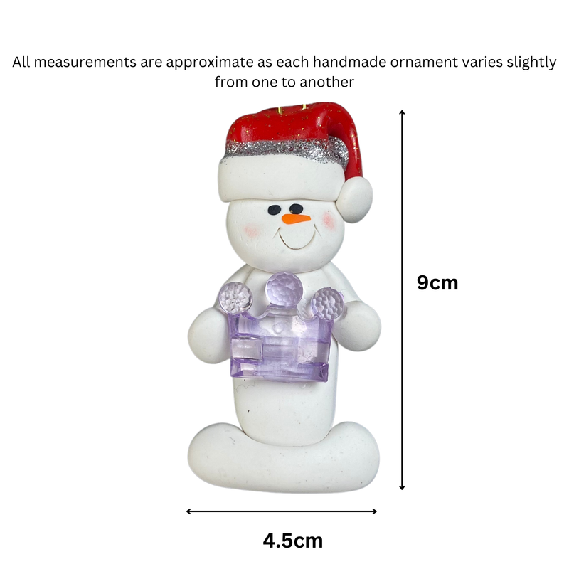 Snowman Princess Christmas Ornament - Purple