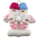 Family ornament with 2 large and 2 infant snowmen in pink.
