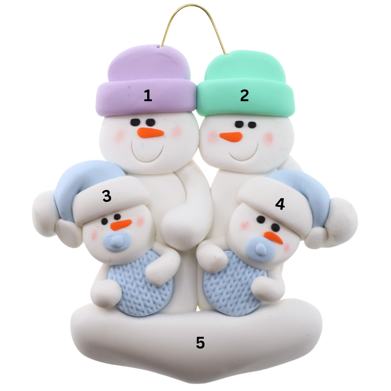 Twin Baby Snowman Family Christmas Ornament - Blue (new colors)