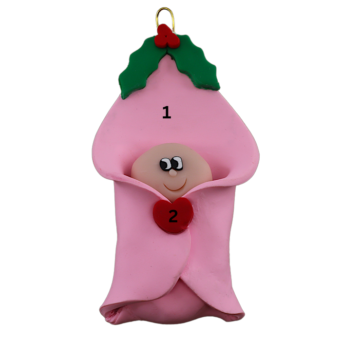 Baby Blanket Wrap Ornament - Pink