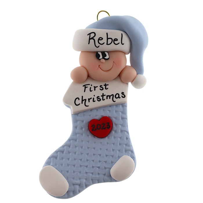 Baby Stocking Ornament - Blue