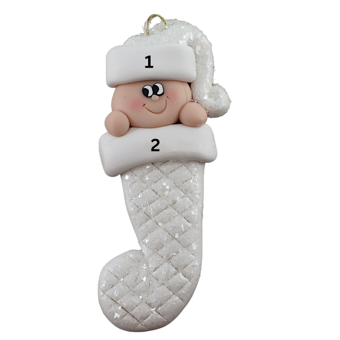Baby Stocking Ornament - White