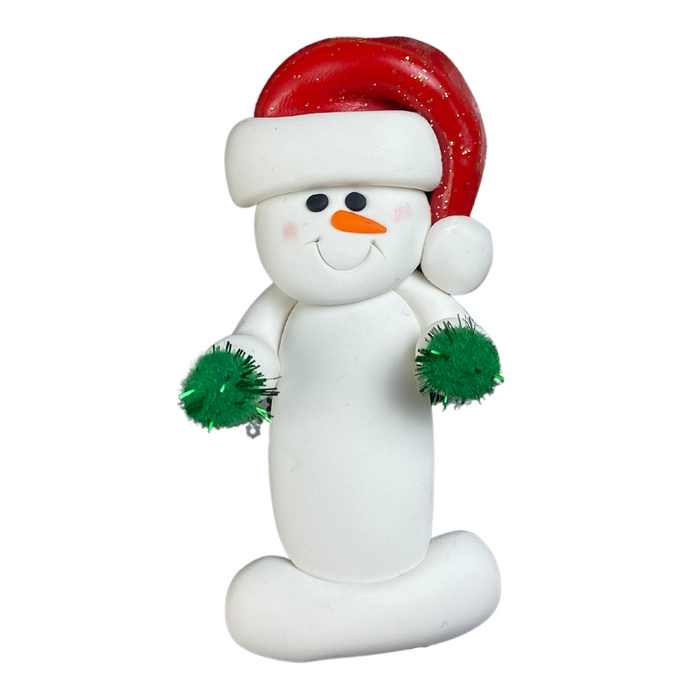 Snowman Cheerleader Green Ornament