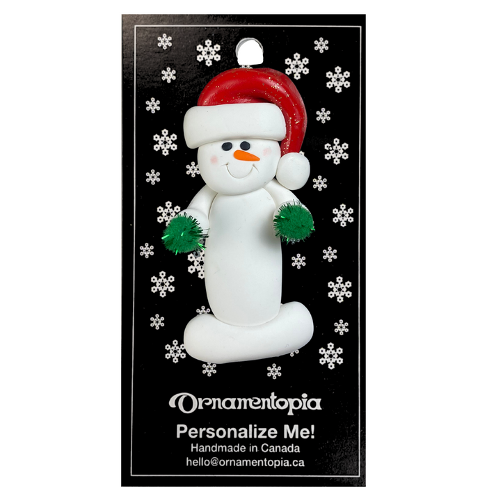 Snowman Cheerleader Green Ornament