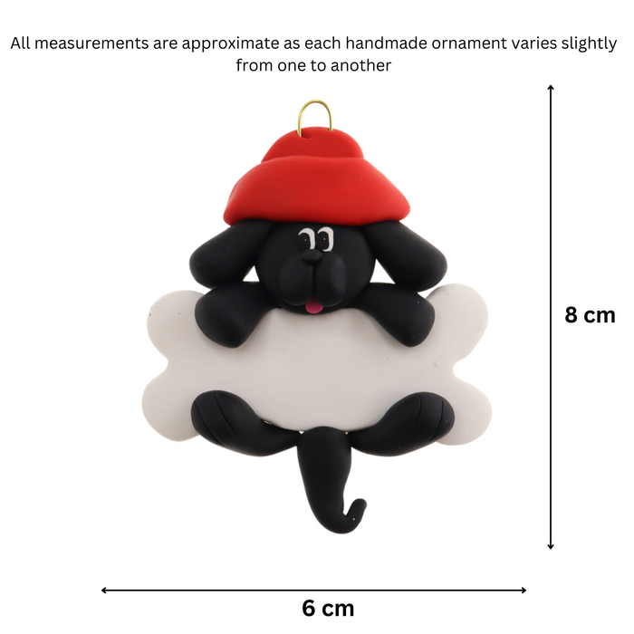 Dog Hanging on Bone Ornament - Black