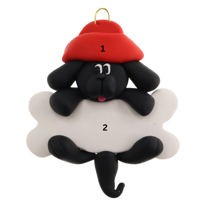 Dog Hanging on Bone Ornament - Black