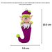 Elf poking out of magenta stocking ornament, graphed to show size (5.5x10.5cm).