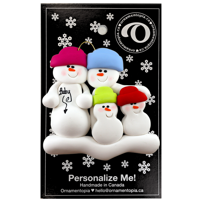 Expecting Snowmen Family of 4 Christmas Ornament