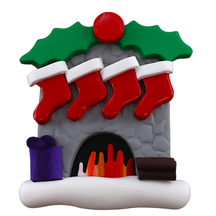 Fireplace Family of 4 Ornament