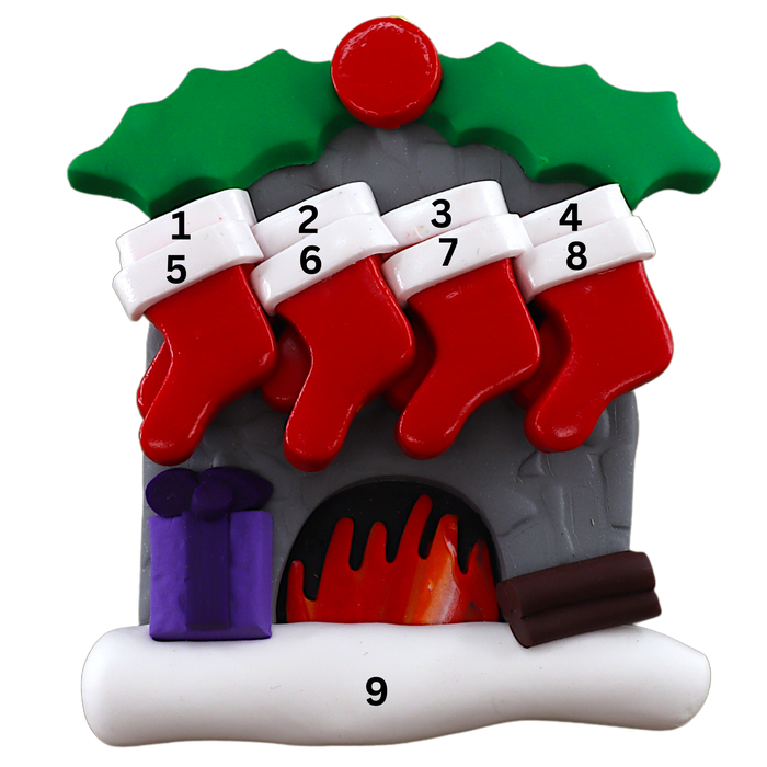 Fireplace Family of 8 Ornament